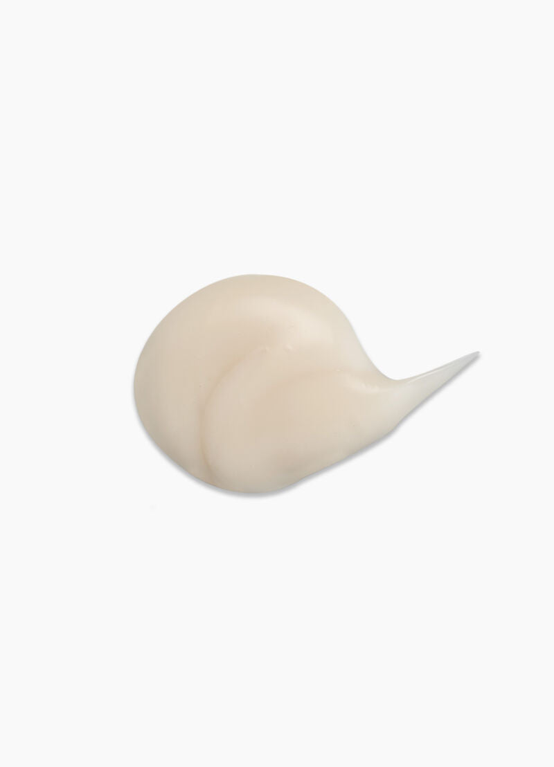 White teardrop-shaped product sample on a white background