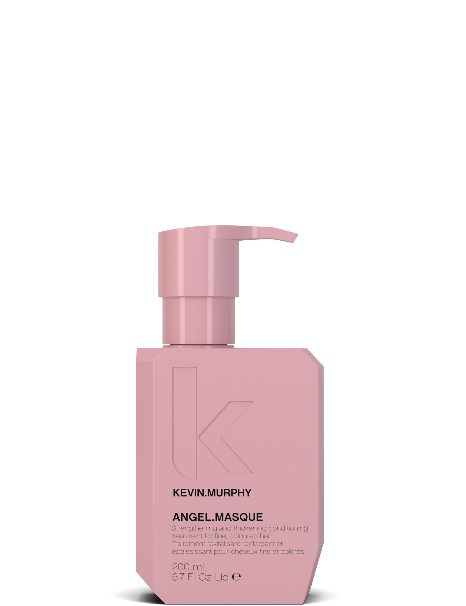Pink bottle of Kevin Murphy Angel Masque on a white background