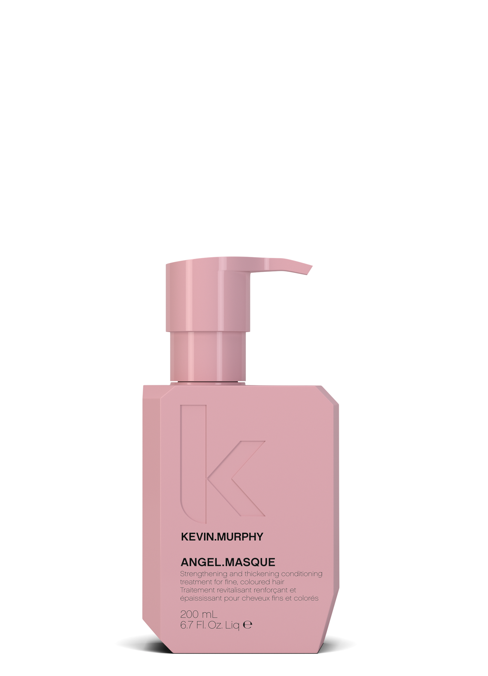 Pink bottle of Kevin Murphy Angel Masque on a white background