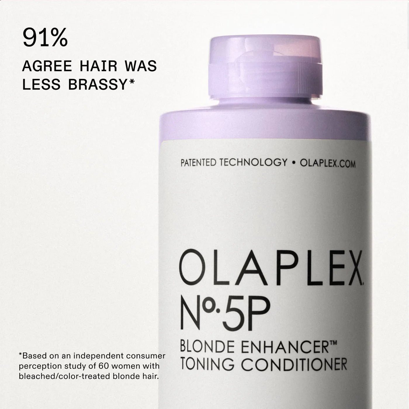 Olaplex No. 5P Blonde Enhancer Toning Conditioner bottle with text on a white background