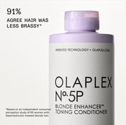 Olaplex No. 5P Blonde Enhancer Toning Conditioner bottle with text on a white background