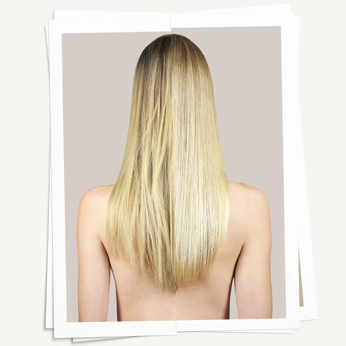 Long blonde hair on a neutral background