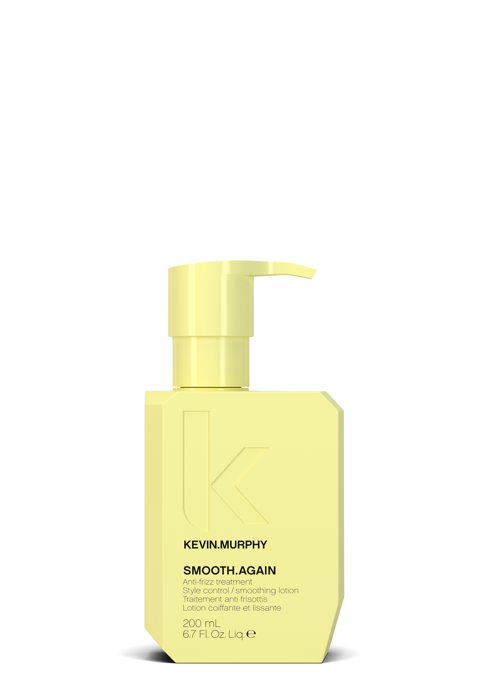 Yellow bottle of Kevin Murphy Smooth Again product on a white background